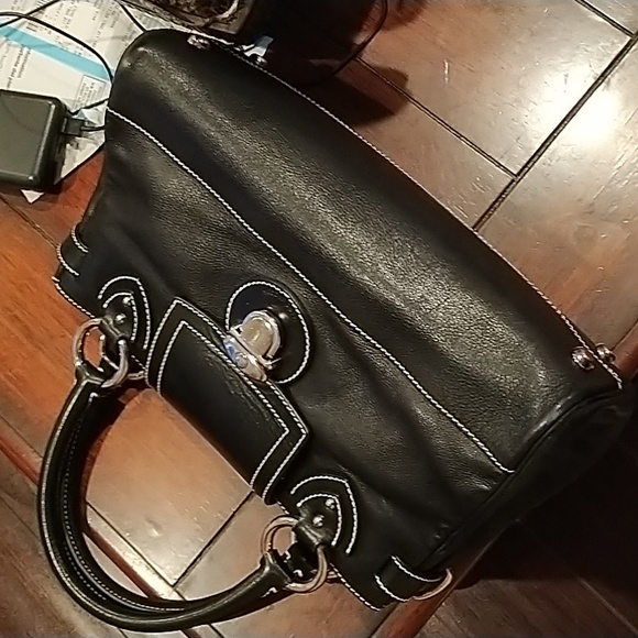 Marc Jacobs Vintage  Contrast Stitches Black Turlock Leather Bag - Picture 3 of 17